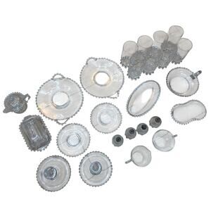 Large Vintage Imperial Glass Candlewick Clear Glassware Mixed Lot